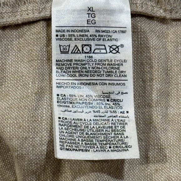 Old Navy Size XL Linen Blend Oatmeal Beige Sleeveless Smocked Midi Dress Beachy - Picture 5 of 9